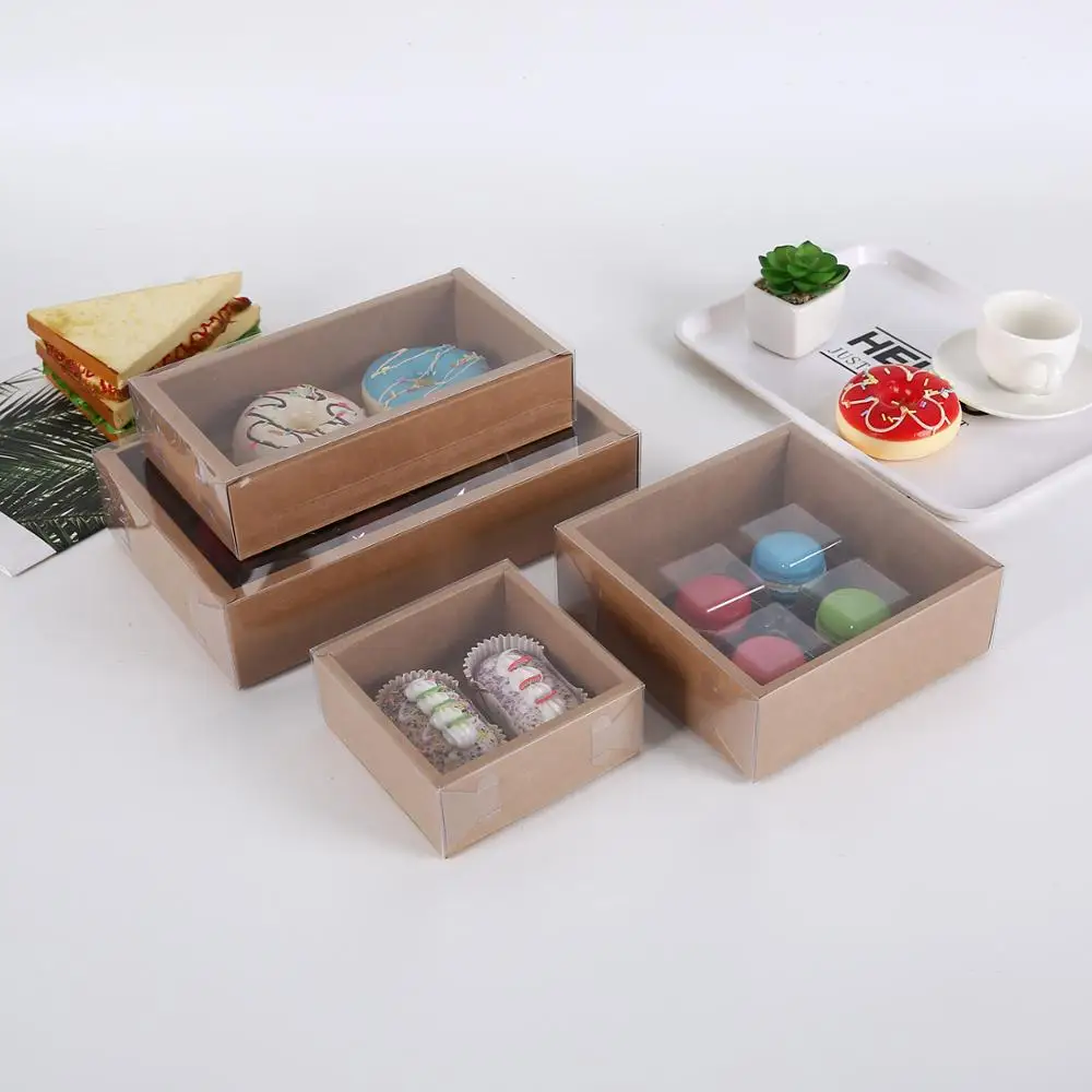 

10pcs Transparent PVC Kraft Paper Box White Black Gift Packge Boxes different sizes