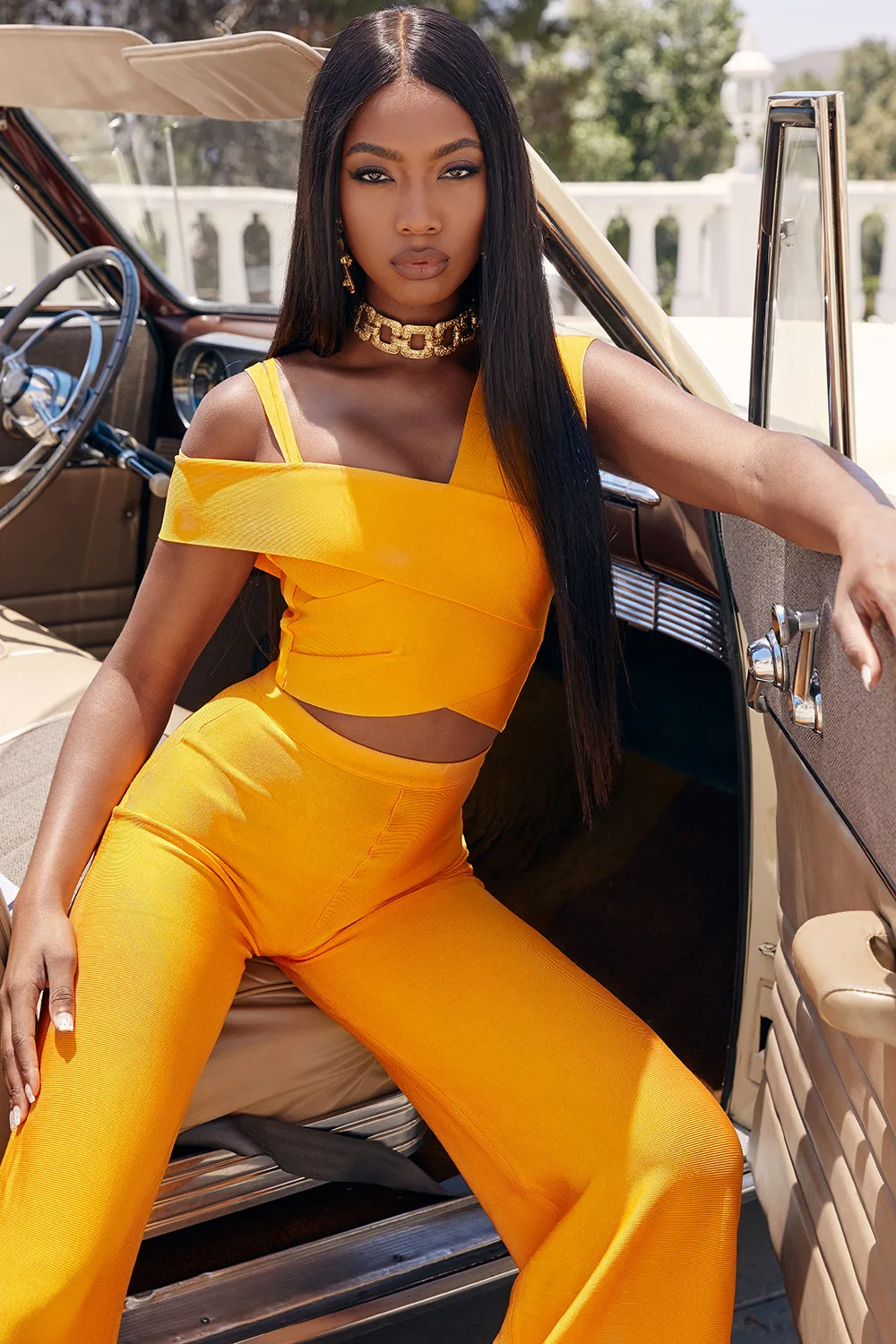 

Lyer 2019 New High-quality baggy thigh pants with sexy top and bandage pants