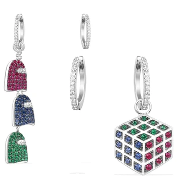 

MINA BEAR Fashion Original 1:1 High Quality 925 Sterling Silver Temperament Color Cube Earrings Fashion Women's Fashion Jewelry