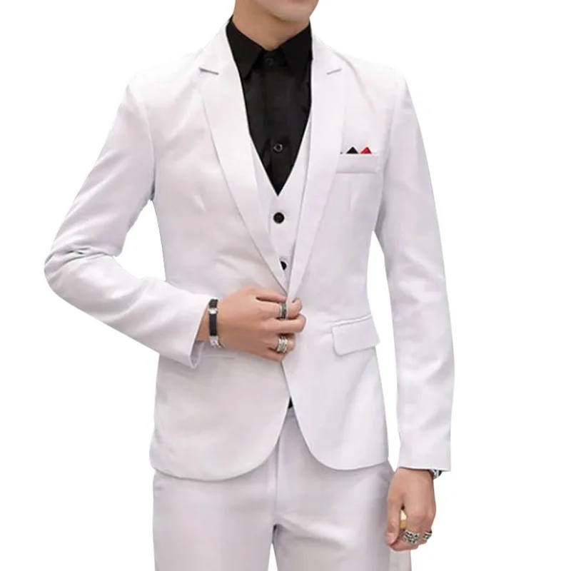 White CYSINCOS для мужчин Slim Fit Social Блейзер сезон весна осень мода одноцветное Свадебное Платье Пальто Повседневное размера плюс бизнес мужской костюм куртка - Цвет: White