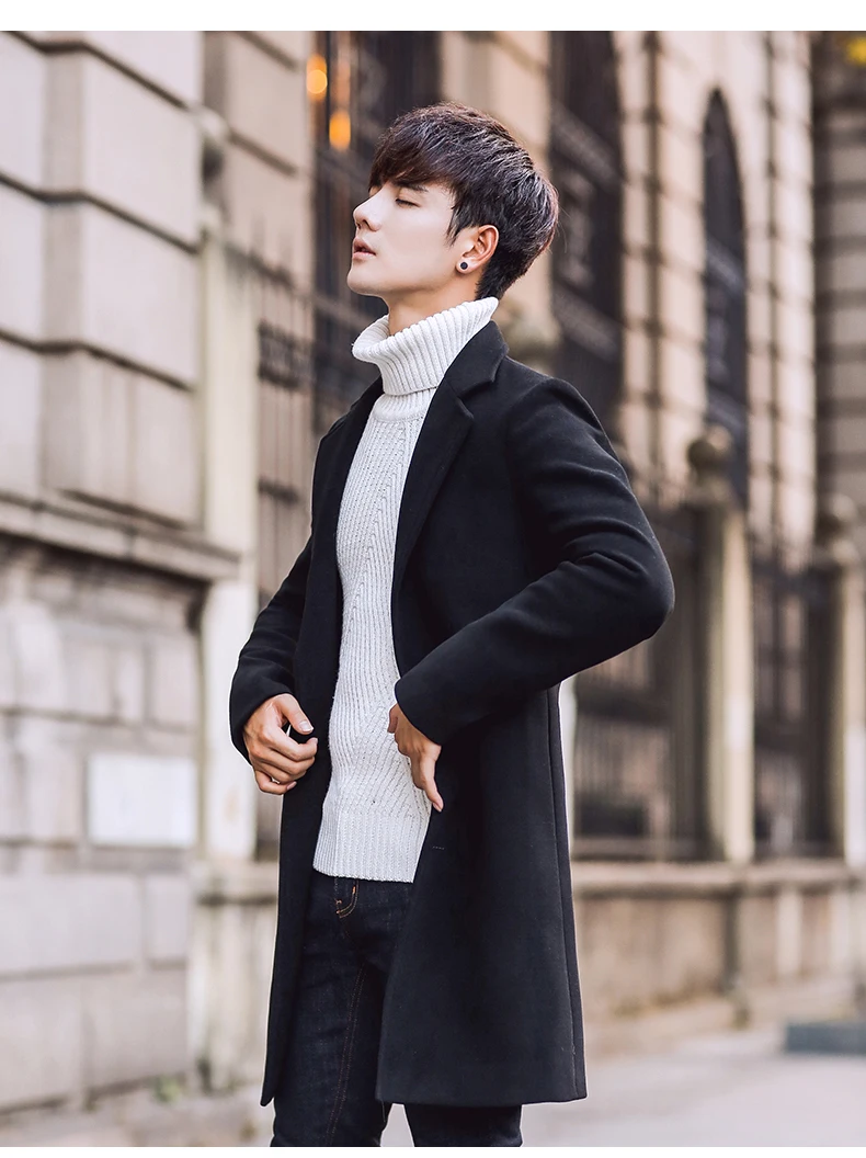 Wool Blend Men's Coat Woollen Overcoat Winter Autumn Men Coat Fashion Brand Clothing Lined Warm Woolen Overcoat Male MOOWNUC 5XL