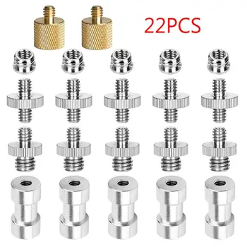 

22Pcs Metal 1/4 to 3/8 Converter Thread Screws Tripod Camera Adapter Brass Screw June