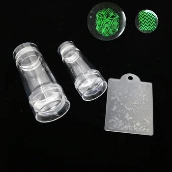 

2020 New Style Nail Stamp with Lid Double Headed Transparent Nail Stamp All through Handle Silica Gel Printing Head Seal