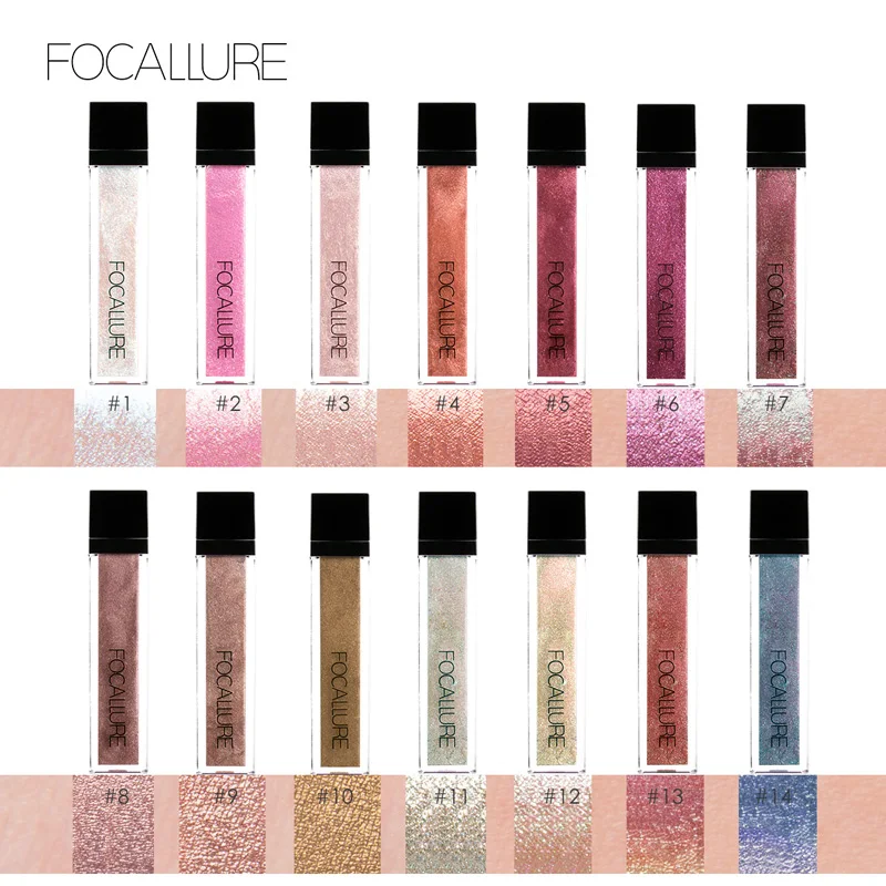 FOCALLURE, новинка, жидкие тени для век, мерцающие, водонепроницаемые, стойкий, мателевый блеск, тени для век, макияж, пигментированная косметика, 14 цветов