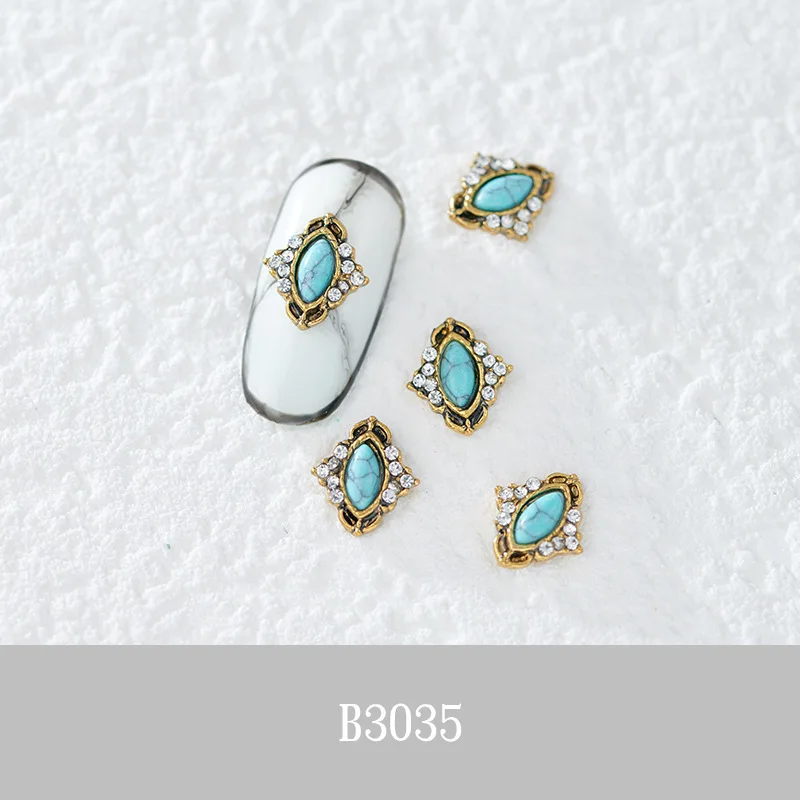 10 шт Ретро мраморные AB алмазные Стразы 3D украшения для ногтей Блестящий сплав ювелирные изделия модный дизайн украшения для маникюра - Цвет: B3035