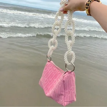 

Armpit Bag Female 2020 New Niche Design Retro Denim Pearl Shoulder Messenger Bags High Quality Women Purse and Handbag Louis Bag