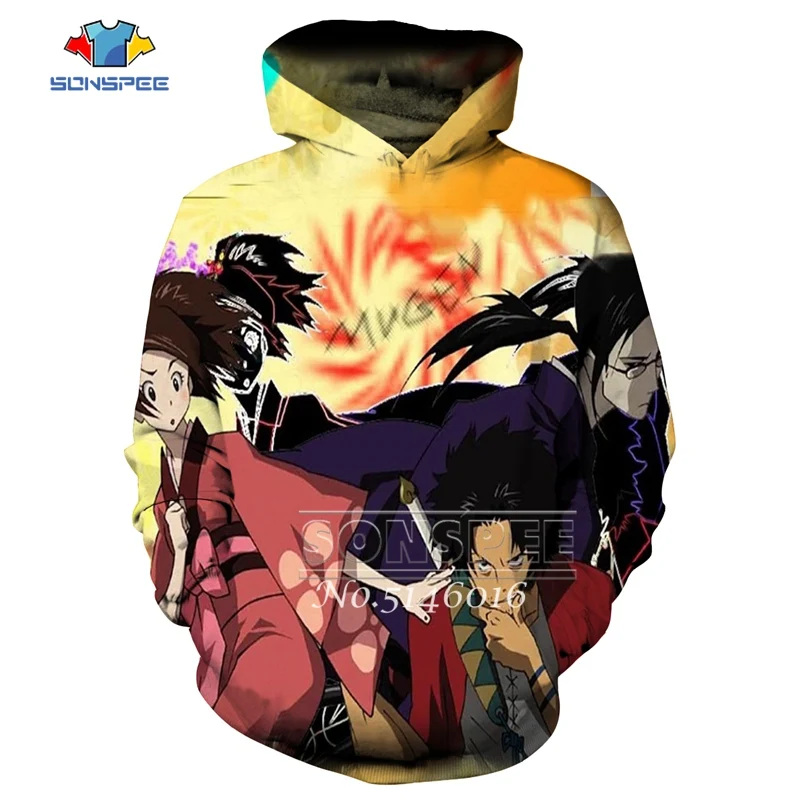 

SONSPE Summer Child Baby Casual tshirt 3D Print mugen samurai champloo Anime Funny T-shirt Unisex Vest/Sweatshirt/zip hoodie X45