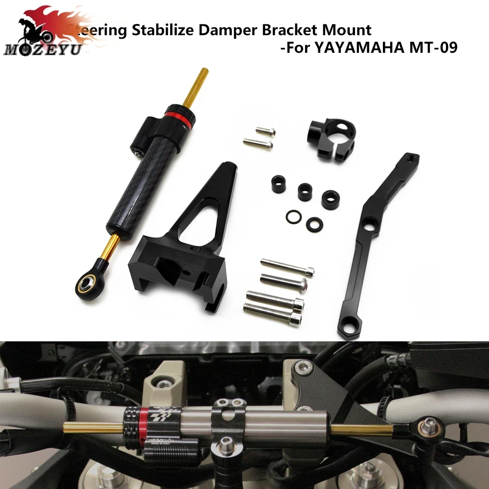 For MT09 FZ09 20132018 2019 Steering Damper Stabilizer w/Mounting