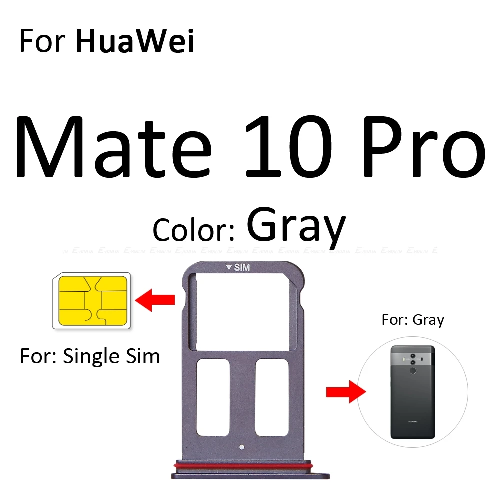 Sim Micro гнездо для sd-карты держатель Слот лоток ридер для Huawei Mate 10 Pro Lite адаптер контейнер Сменные соединительные детали - Цвет: Mate10ProSingle Grey