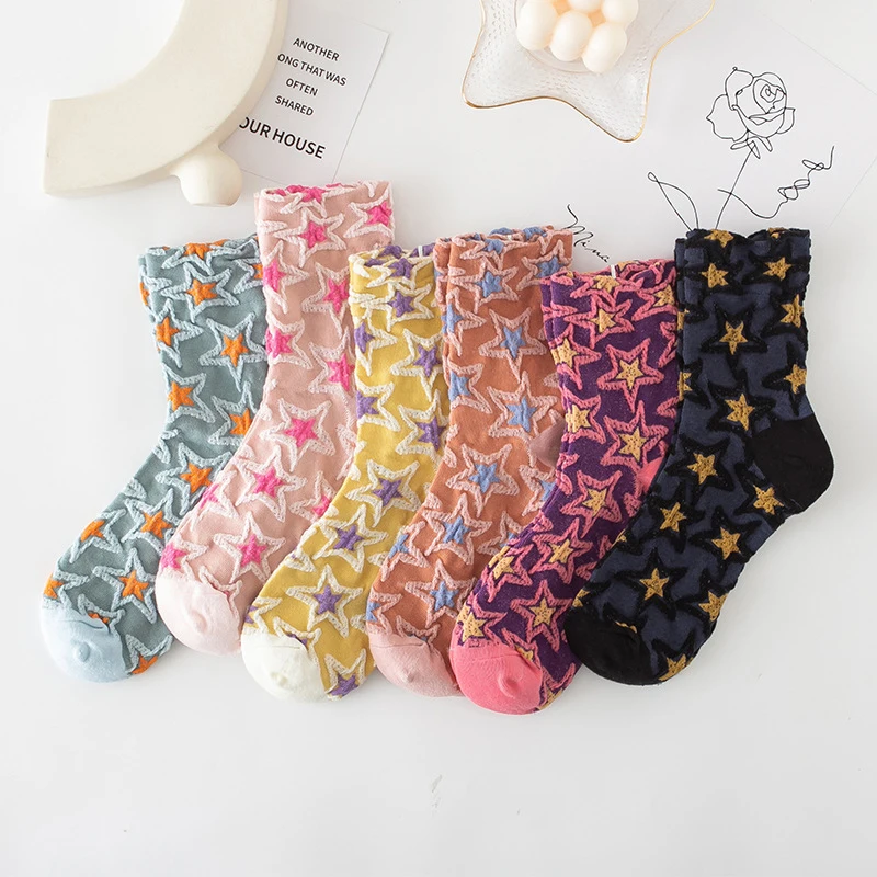 

Mid Tube Socks Mid Tube Star Socks Streetwear Winter Socks Harajuku Stereoscopic Aesthetic Hosiery Cotton Socks Star Socks Hot