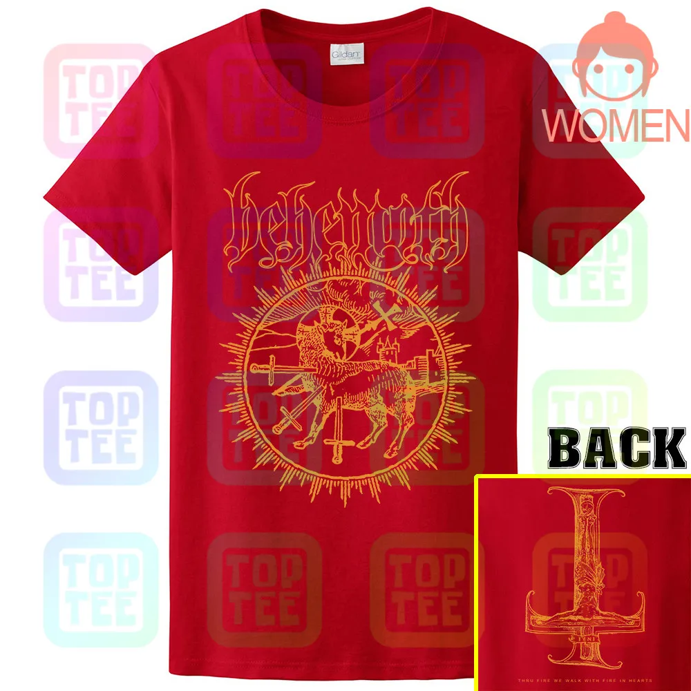 WOMEN-RED BEHEMOTH-Goat перевёрнутый крест футболка S-3XL Официальный Kings Road - Цвет: WOMEN-RED