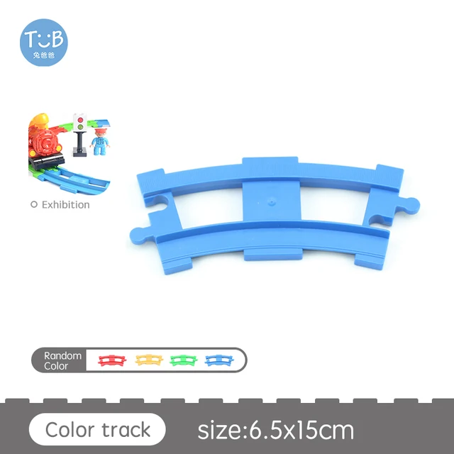 Big Size Block Bricks Train Tracks  Traffic Stop Lights Straight Track Black Accessories DIY Bricks Toys For Children Gift Color track