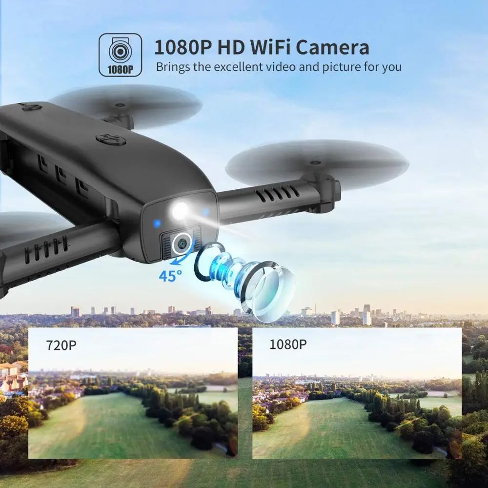 Holy Stone HS161 оптическое позиционирование дрона потока с камерой 1080P складной FPV Радиоуправляемый Дрон вертолет Квадрокоптер портативное зарядное устройство