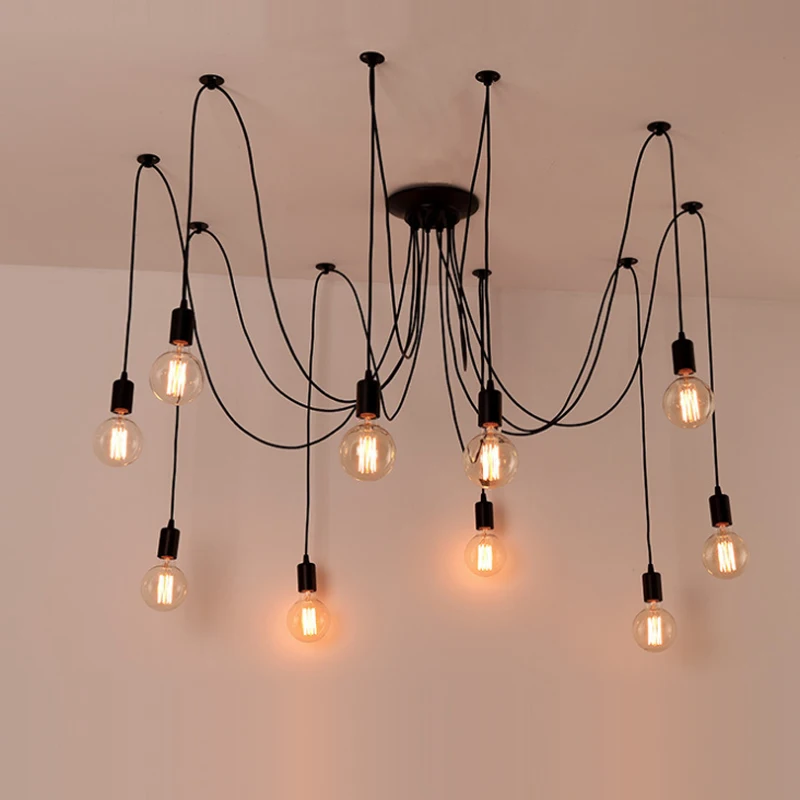 Люстра Black Spider Nordic Vintage Loft decor E27 светильник паук потолочный подвесной | Освещение