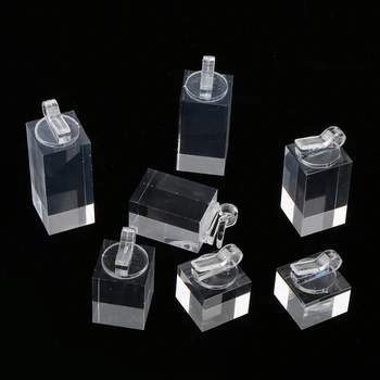 

7Pcs Acrylic Fingers Ring Display Jewelry Holder Stand Rack Black Clear