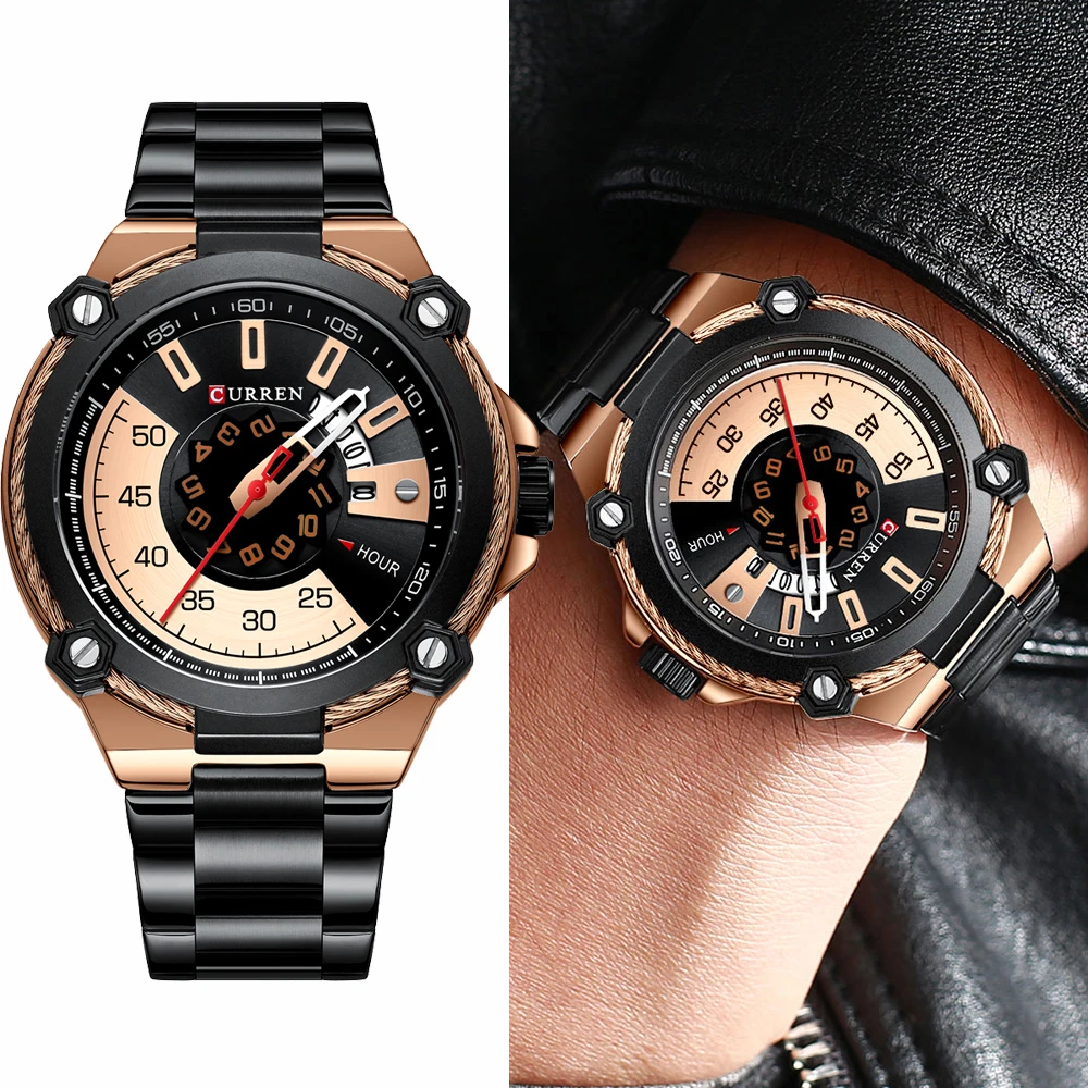 

CURREN Fashion Business Stainless Steel Watch Men's Luxury Creative Design Waterproof Men Watches Causal Auto Date Male Clock