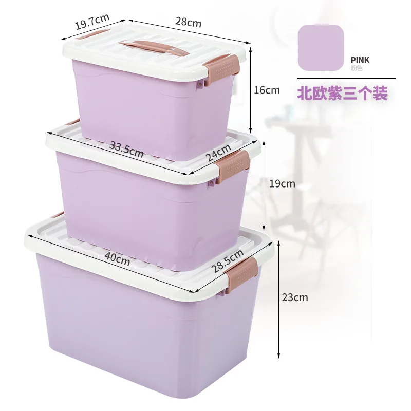 Wozhiwo Plastic Thick Storage Box Snacks for Goods Storage Box Hand Box Three-piece Set