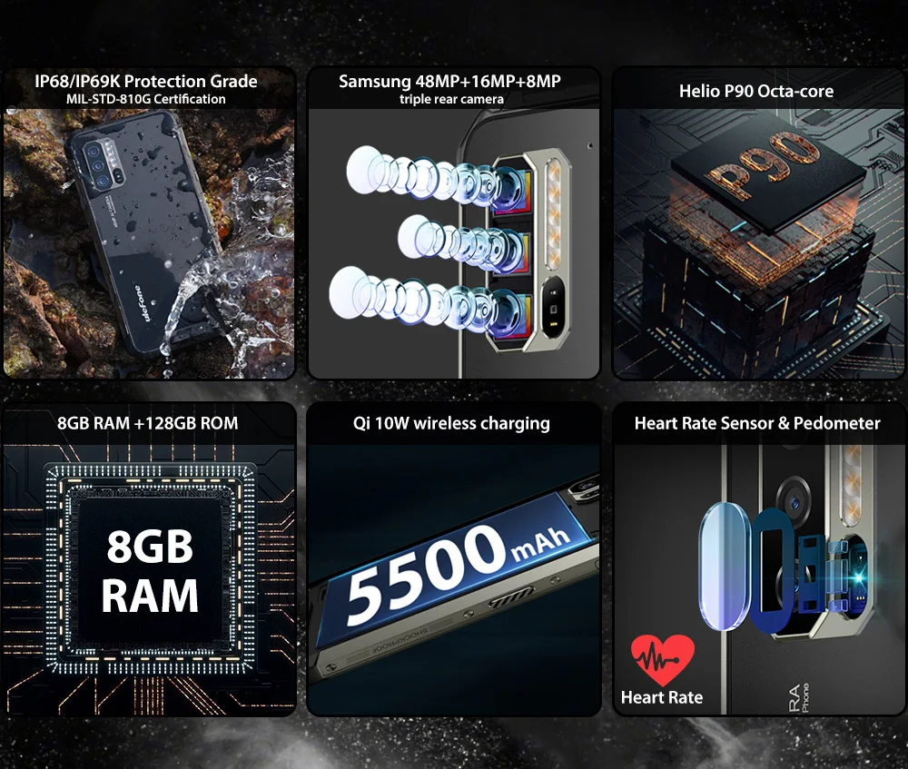 Ulefone Armor 7 IP68/IP69K мобильный телефон с глобальной версией Helio P90 Восьмиядерный 8 ГБ+ 128 ГБ 48MP Android 9,0 4G Прочный смартфон