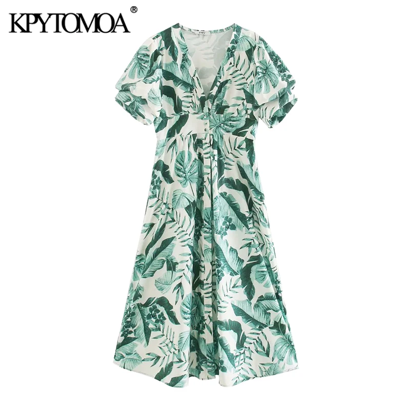 KPYTOMOA Women 2020 Chic Fashion Floral Print Buttoned Midi Dress Vintage V Neck Short Sleeve Side Pockets Female Dresses Mujer KPYTOMOA Women 2020 Chic Fashion Floral Print Buttoned Midi Dress Vintage V Neck Short Sleeve Side Pockets Female Dresses Mujer