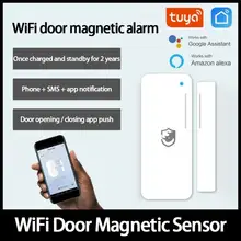 Tuya – détecteur intelligent d'ouverture/fermeture de porte, détecteur d'ouverture/fermeture de porte, alarme de Notification, alarme sonore, application WiFi, avec Alexa et Google Home