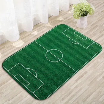 

Flannel Printed Floor Mat Carpet Basketball court Green Football Field Door Mat Lobby Kitchen Water Uptake Bathroom Non-slip Pad