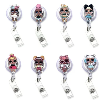 

The Fashion Dress Girl Clown Retractable Creative Card Holder Badge Reel Nurse Exhibition Enfermera Girl Name Card Chest Boy