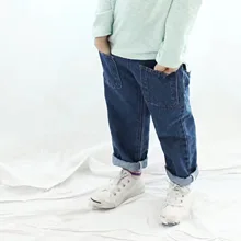 Осенняя детская одежда в Корейском стиле; стиль для мужчин и женщин; детские свободные прямые крутые повседневные ковбойские брюки с четырьмя сумками