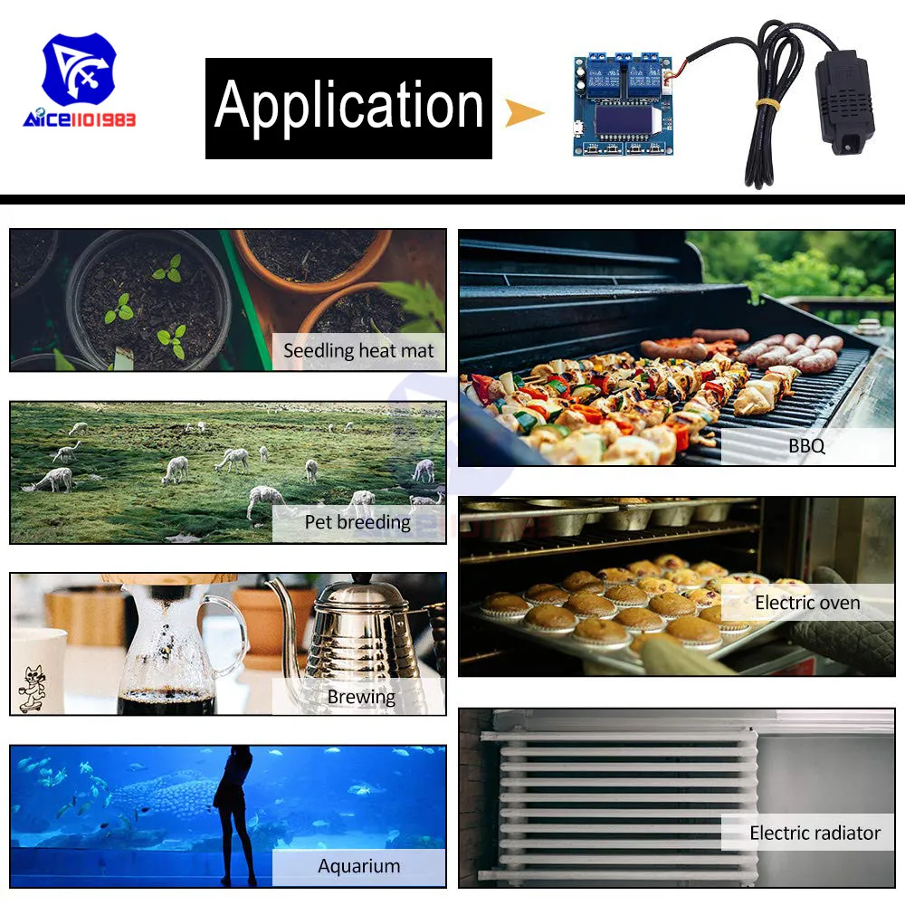 Diymore display lcd controlador de temperatura umidade