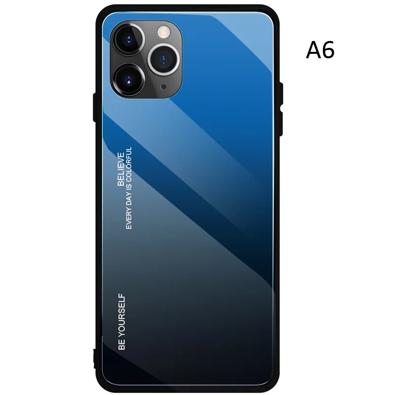 A6 Чехол из углеродного волокна с градиентом из закаленного стекла для iPhone 11 Pro Max - Цвет: A6