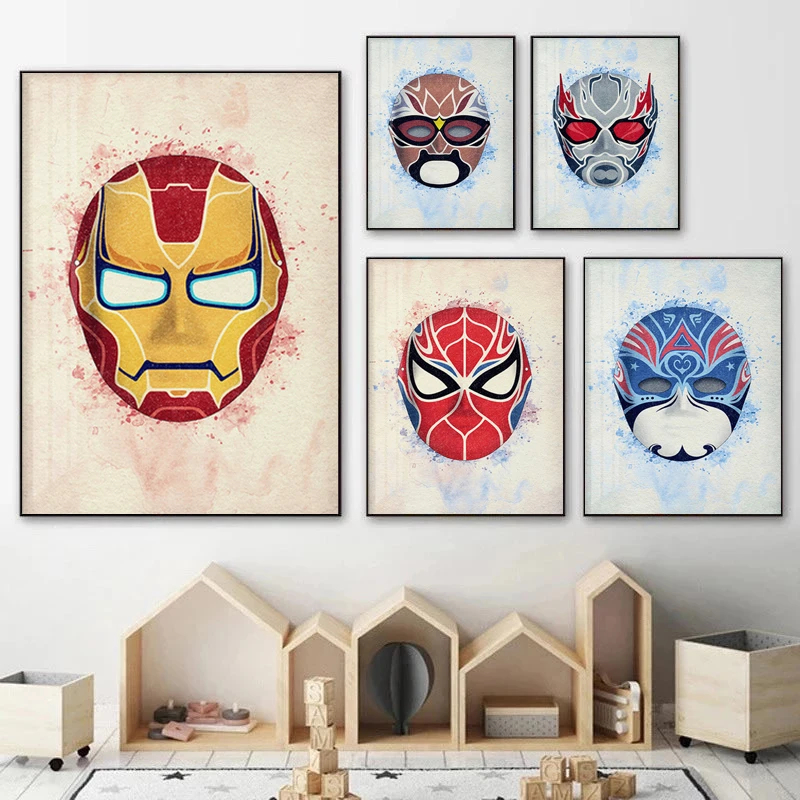 

Chinese Theater Style Marvel Superhero Anime Posters Canvas Painting Posters Prints Wall Art Pictures for Living Room Decoration