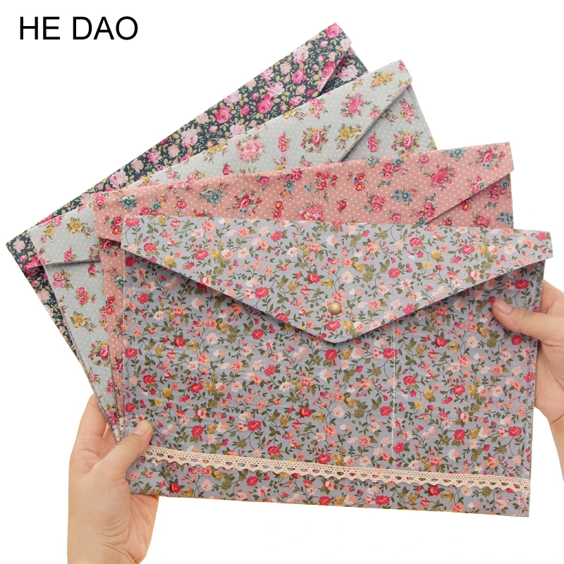 Vintage Dots Flower Face Series A4 Documents File Bag Files Folder Stationery Filing Production Folders Portfolio