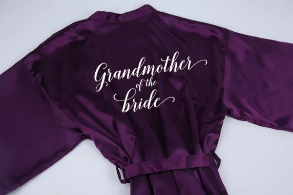 grandmother bride Sisbigdey Темно-фиолетовый свадебный наряд подарок для невесты получение свадебное кимоно Женский Атласный халат для мамы свадебные платья - Цвет: grandmother bride
