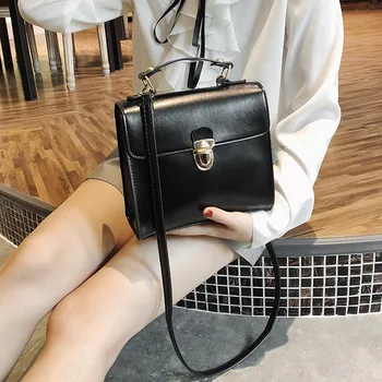 

Women's handbags fashion oily smooth retro briefcase portable messenger bag solid color luxury bags 2020 New Сумка на плечо