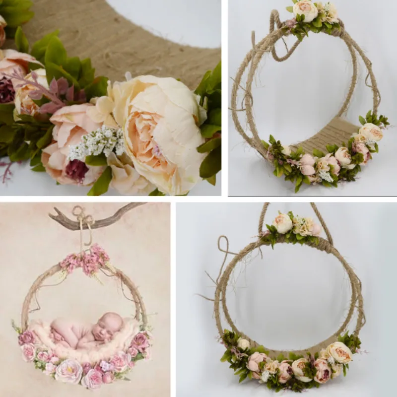 Newborn Photography Props Baby Photo Swing Infant Posing Props Flower Basket Baby Shoot Accessories For Studio New Type baby girl headband newborn photography props flower headbands hair accessories studio photo infant headwear headress