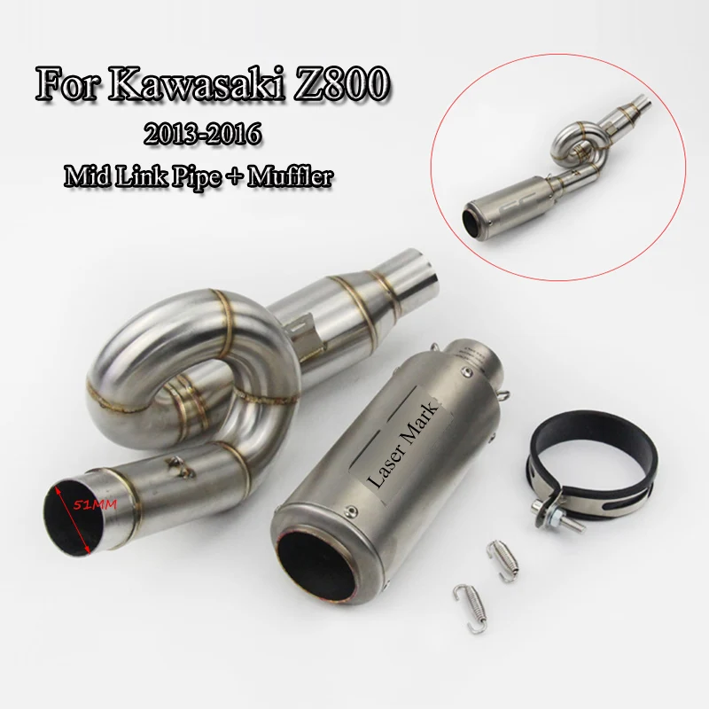 

For Kawasaki Z800 2013-2016 Exhaust System Pipe Motorcycle Exhaust Mid Connect Link Tube Muffler End Pipe Slip On Moto Modified
