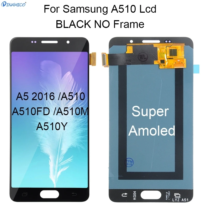 Super Amoled Black Dinamico OLED A5 Lcd для samsung Galaxy A510 Lcd A5100 A510M A510Y A510F дисплей с кодирующий преобразователь сенсорного экрана в сборе - Цвет: Super Amoled Black