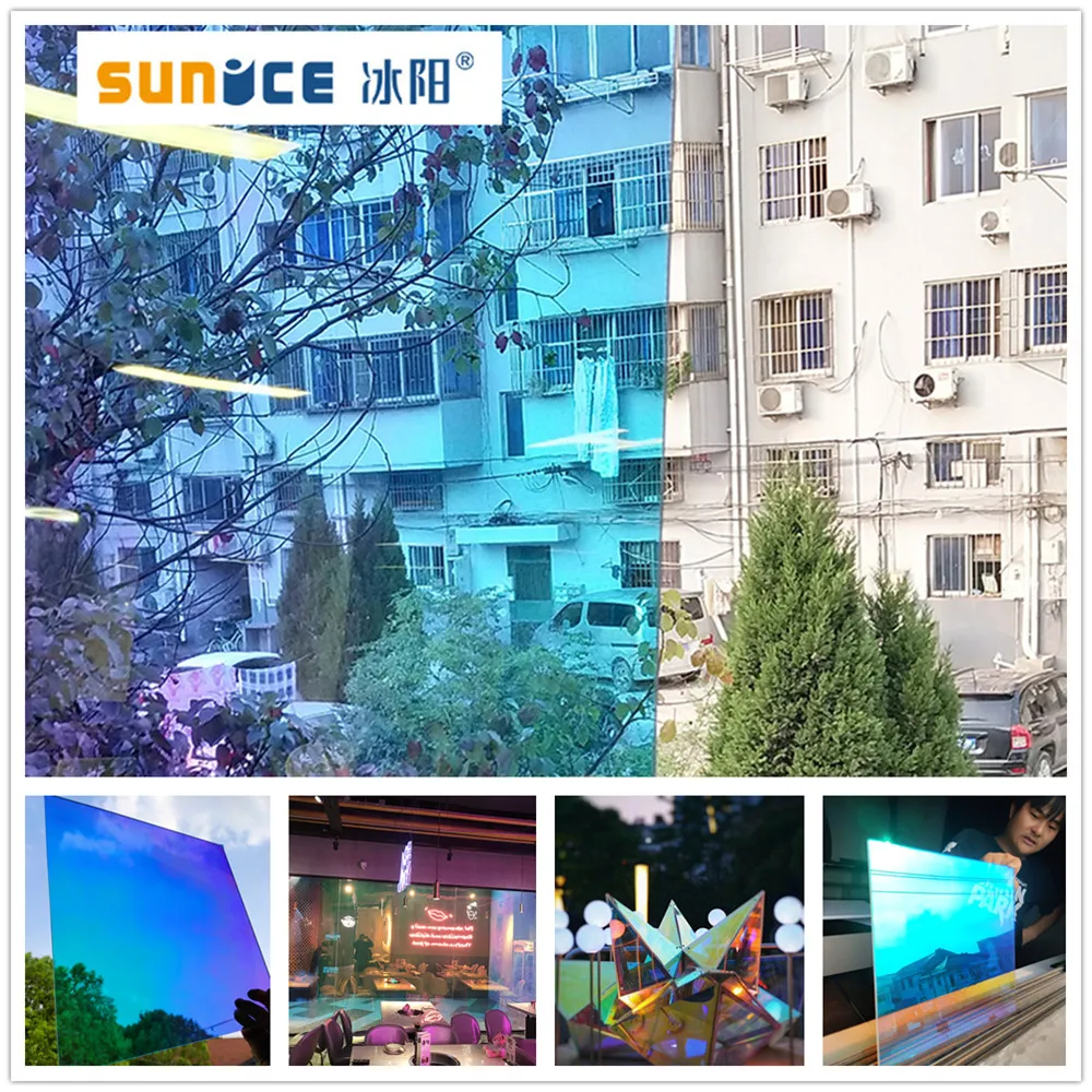 Радужная оконная пленка SUNICE дихроическая наклейка на окна радужное стекло