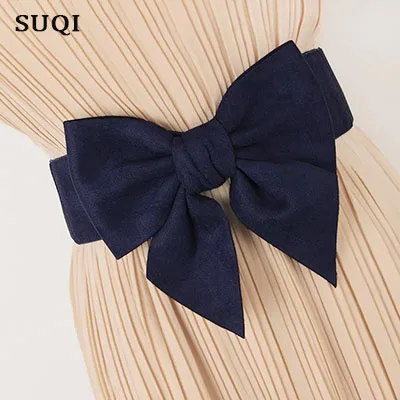 dark blue SUQI мода лук эластичный пояс для женщин Девушка пояс уплотнение женский свадебный Женский корсет пояс принцесса платье украшение - Цвет: dark blue