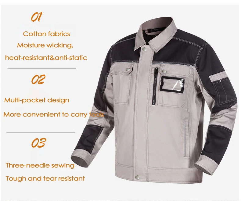 100%cotton Work Clothing Anti Sparking Durable Uniform Contrast Color Anti-static Welding Suit Electric Repairmen Coveralls 5xl