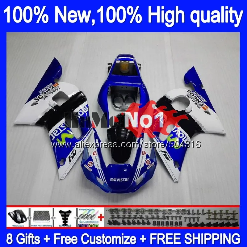 R 6 для YAMAHA YZF R6 YZF600 YZF 600 YZF-600 4MC. 20 YZF-R6 1998 1999 2000 2001 2002 YZFR6 98 99 00 01 02 Обтекатели синего и белого цвета