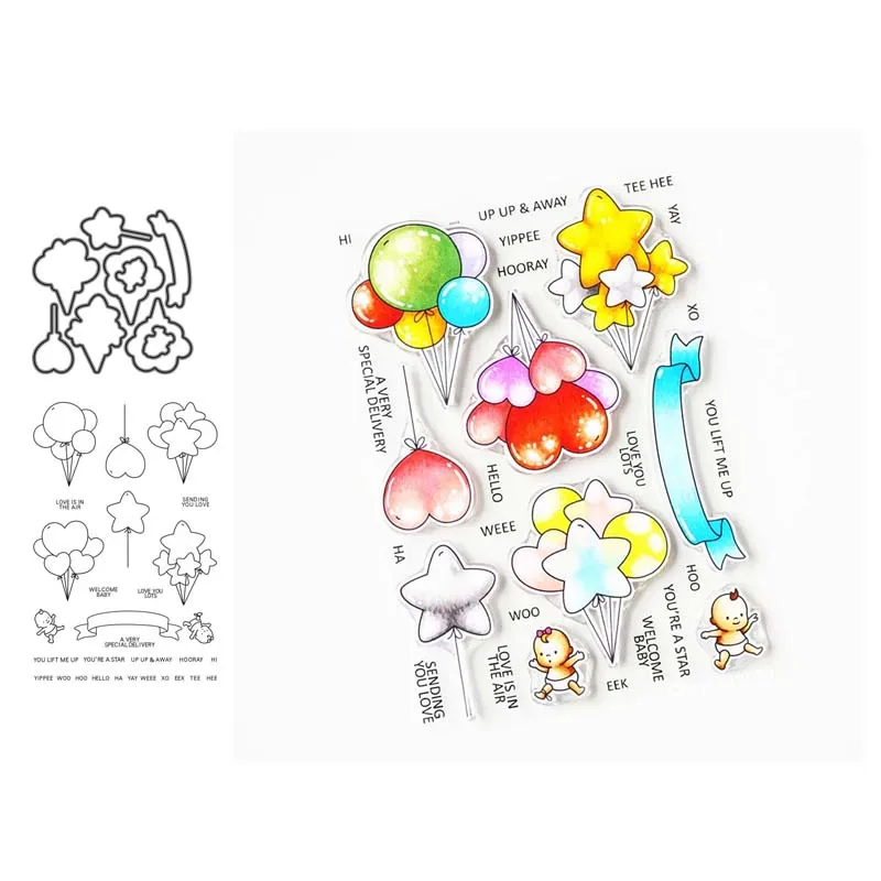 Металлические штампы и резиновые JC скрапбукинг воздушные шары буквы детское