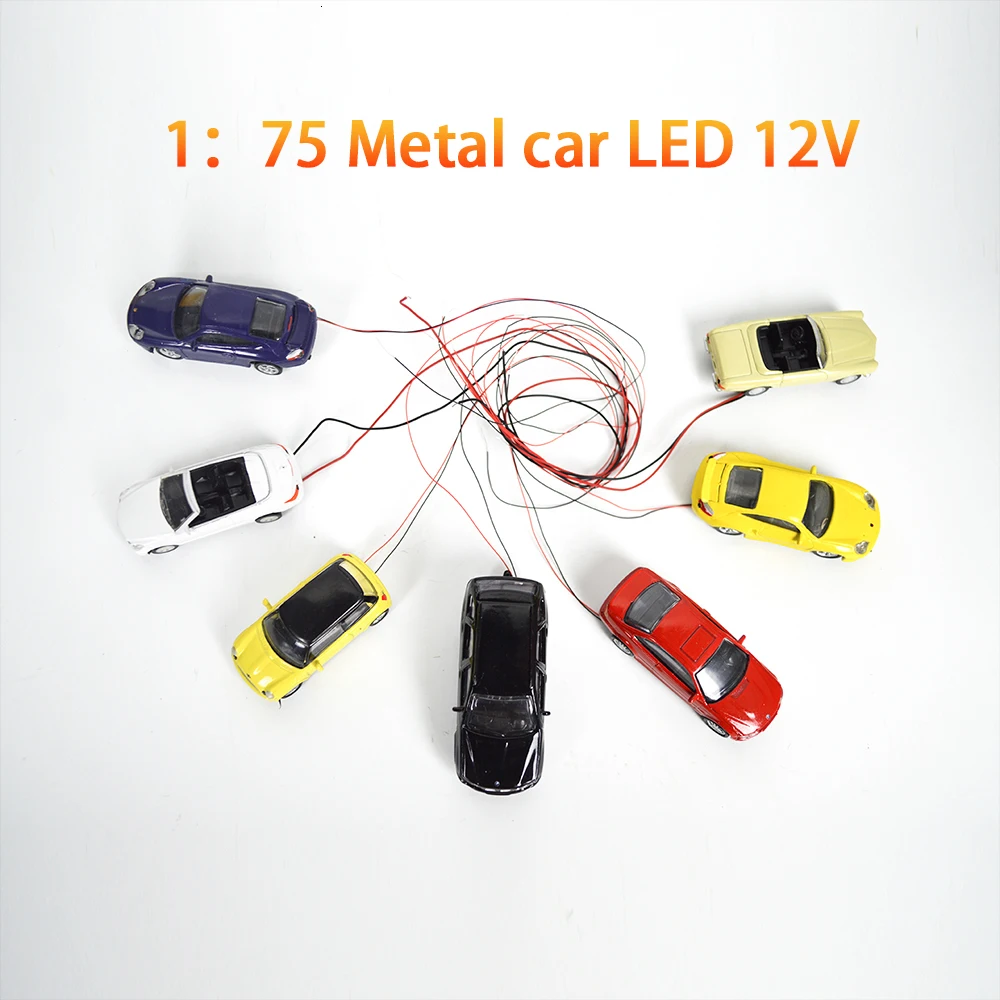 12V 1/75 масштабные модели автомобилей для фар и задних фонарей светодиодный светильник для изготовления металлической игрушки Diorama дорожный пейзаж песок стол