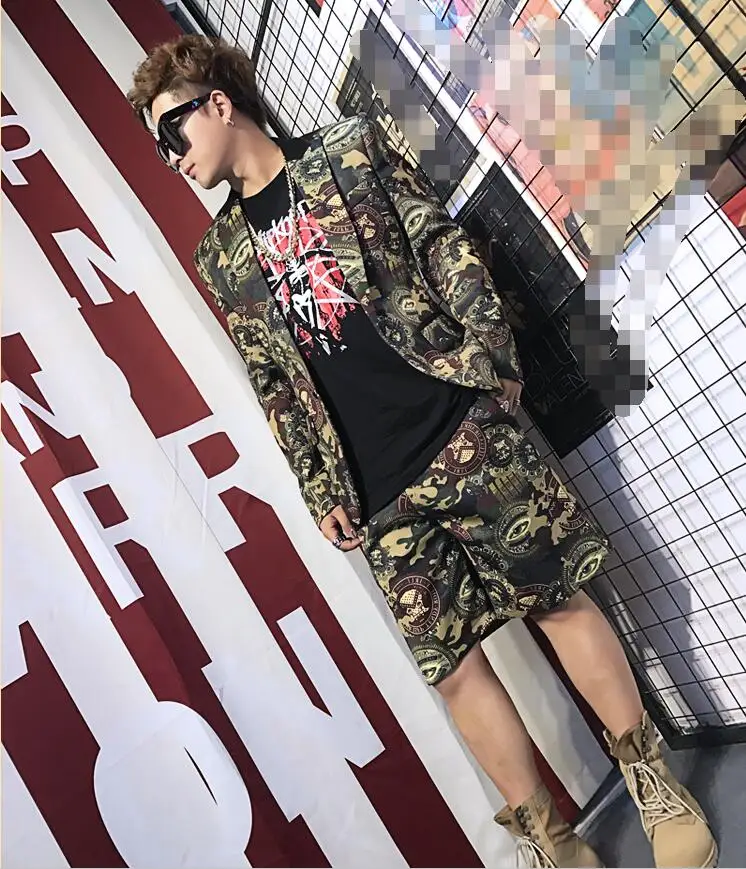 S-6XL! Летние Новые мужские Клубные камуфляжные костюмы в стиле хип-хоп для гостей куртки