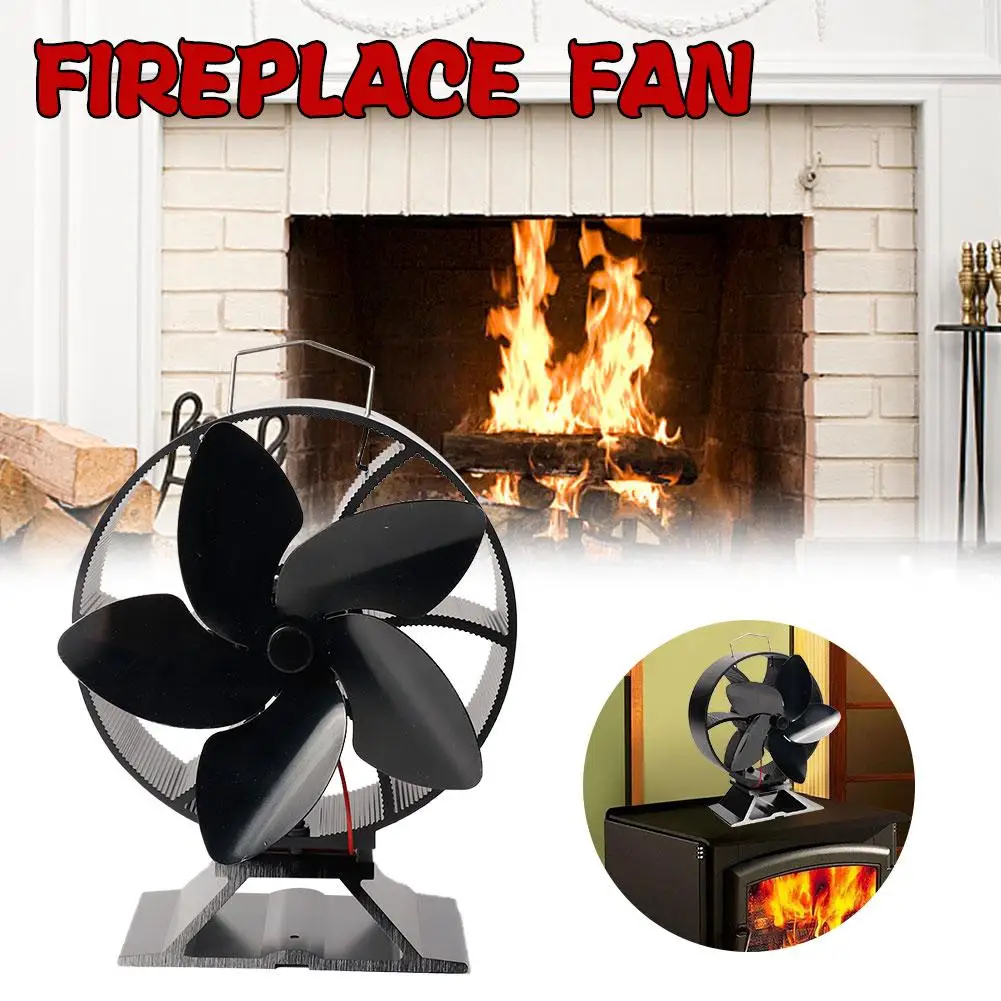 2020 Newest Mini Heat Powered Stove Fireplace Fan Intelligent Energy Saving Heat Powered 5 Blades Fan No Electricity Consumption