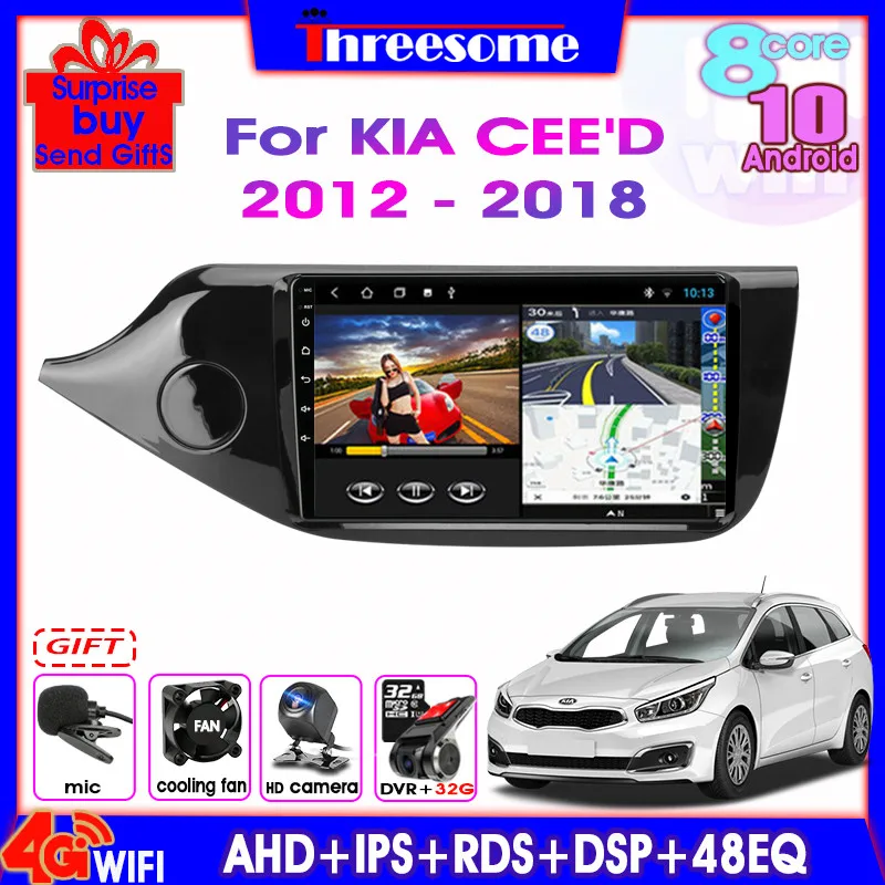 

Android 10.0 For KIA Cee'd CEED JD 2012-2018 2din IPS GPS Navigation Bluetooth Car Radio Multimedia Video Players 4G+64G DSP RDS