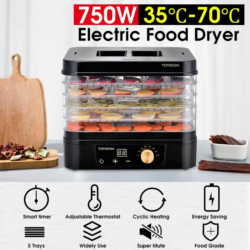

5 Layers Professional Electric Food Dryer Adjustable 8 Levels Food Fruit Vegetable Meat Air Dryer Electric Dehydrator Machine