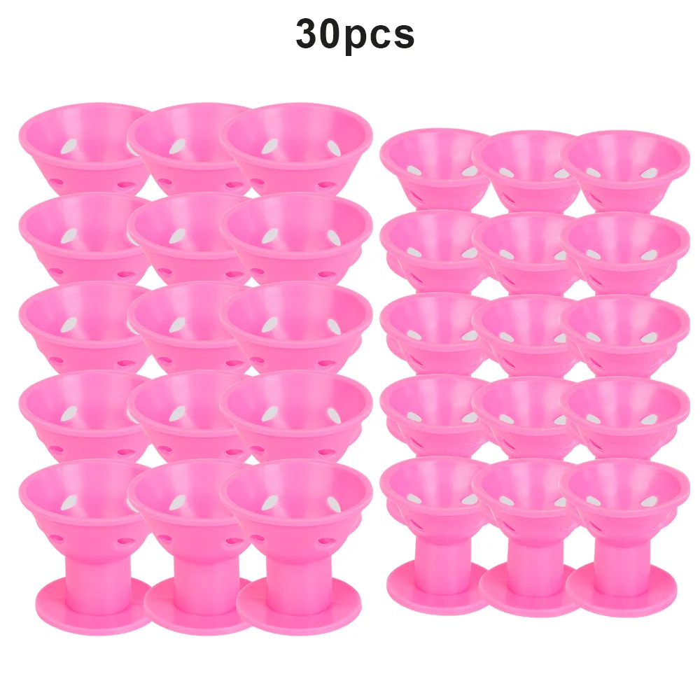 10/20/30pcs/set Magic Hair Care Rollers for Curler Sleeping No Heat Soft Rubber Silicone Hair Curler Twist Hair Styling DIY Tool - Цвет: pink 15 big 15 small