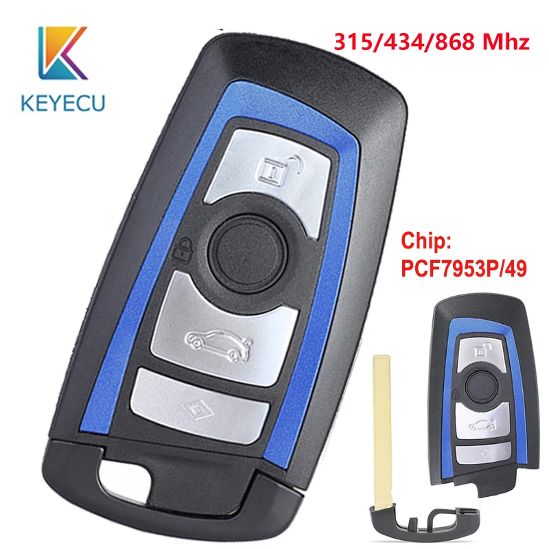 

KEYECU Blue Color 4 Button 315 / 434 / 868MHz PCF7953P/49 Chip Replacement Remote Key Fob for BMW F Chassis FEM / BDC CAS4 CAS4+