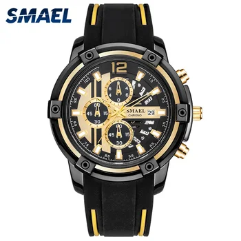 

SMAEL Men Watches Rubber Strap 30M Waterproof Clock Mens Fashion Quartz Watch 9081 Wristwatches Men's Watch relojes para hombre