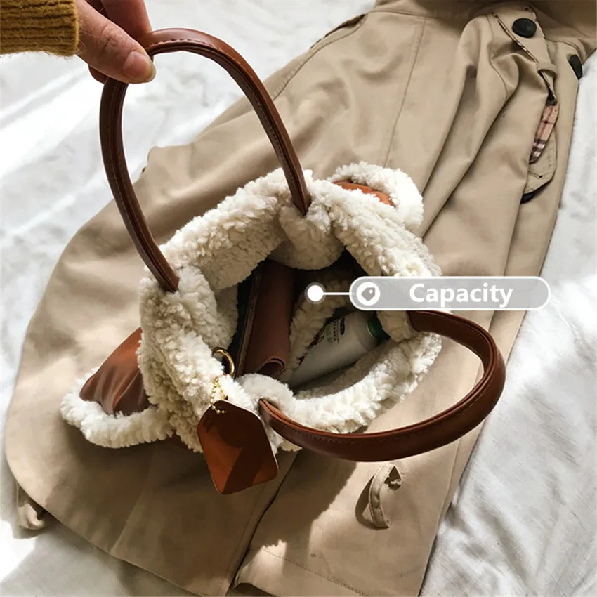 TOYOOSKY роскошные сумки из искусственного меха для женщин Сумка Большая вместительная женская зимняя сумка на плечо женская сумка-тоут с верхней ручкой женская сумка